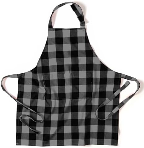 Buffalo Gingham Check Kitchen Bib Aprons, 2 Pack, 100% Cotton, Adjustable, Washable for Cooking, Baking by SoftopiaCotton
