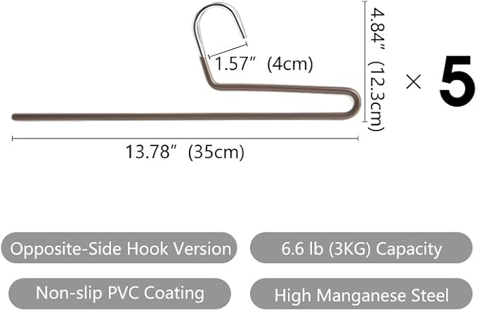 SHIMOYAMA Space Saving Pant Hangers, 5 Pack, Semi-Open Trouser Hanger for Jeans & Pants, Single Rod Closet Organizer for Slacks, Khakis (Chocolate Brown)