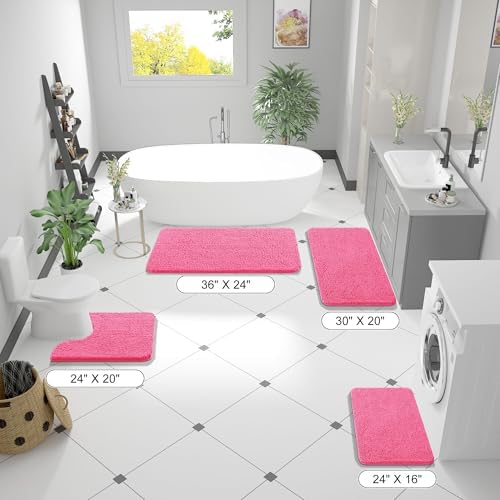 OLANLY Bathroom Runner Rugs 47x17, Extra Soft Absorbent Chenille Bath Rugs - Image 2