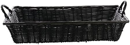 HUBERT Basket With Handles Black Wicker - 18" L x 12" W x 3 1/2 H