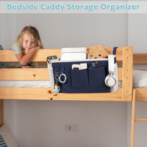 Bedside Caddy, Bedside Storage Bag Hanging Organizer for Bunk Dorm Bed Rail - Image 6