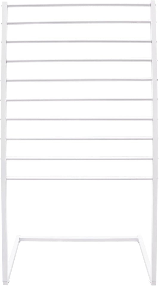 Scarf Display Stand, 10 Tier Metal Scarf Holder Organizer, Scarf Hanger Scarf Holder Scarf Organizer Belt Organizer Pants Rack Scarf Rack for Commercial Clothing Retail Store (White, 80cm)