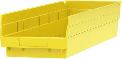 Akro-Mils 30164 Plastic Shelf Bins, Heavy Duty Storage Bins for Garage, Closet, and Drawer Organization, 24-Inch x 6-1/2-Inch x 4-Inch, Yellow, 6-Pack