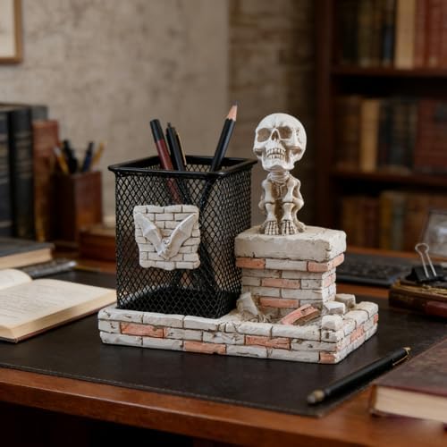 Skull Pencil Holder, Skeleton Pen Cup, Mesh Pen Holder for Desk Office Pen Organizer, Pencil Cup Storage Containers - Image 3