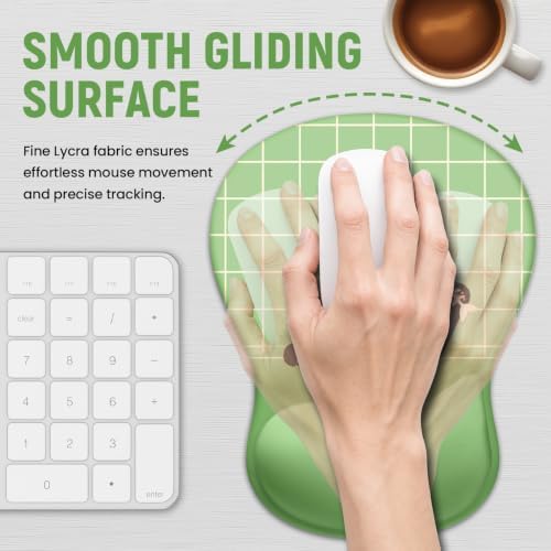 Ergonomic Mouse Pad with Wrist Rest, Gel Wrist Support, Green Cat - Image 4