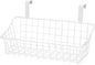 Basket with Hook Grid Storage Basket, Hang It Behind a Door or on a Railing, Over The Cabinet Door, White