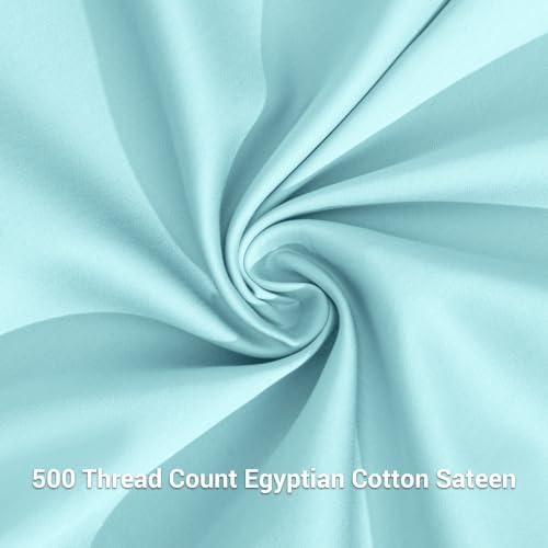 NTBAY Standard Egyptian Cotton Sateen Pillow Shams, Set of 2, Aqua - Image 5
