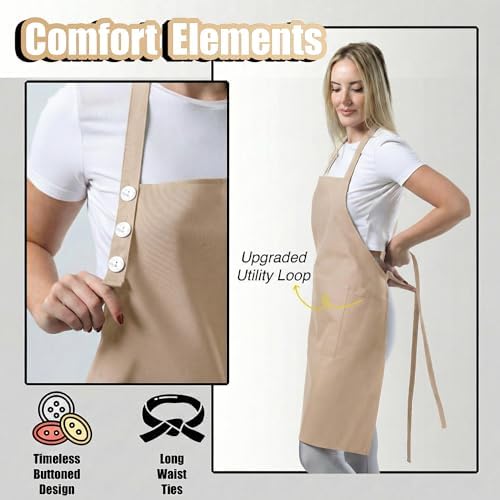TOSHE Kitchen Apron for Women & Men Waterdrop Resistant, Adjustable Button - Image 6