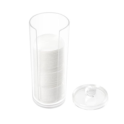Acrylic Cotton Rounds Holder with Lid for Vanity, Facial Makeup Remover Pads Organizer, Clear Round Cosmetic Storage Display Cases