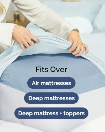 CGK Linens 2 Pack Extra Deep Cal King Fitted Sheets - Ice Blue - Image 7