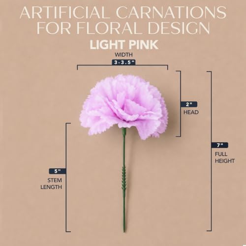 Royal Imports Carnation Artificial Flowers for Weddings – Light Pink 100pk - Image 2