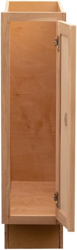 Quicklock RTA (Ready-to-Assemble) | Base Kitchen Cabinets - Shaker Style | Made in America (Raw Hickory, 9" Wx34.5 Hx24 D Base)