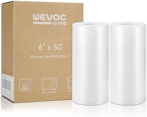 Wevac Vacuum Sealer Bags for Food 6x50 2 Rolls, Fit Food Saver Machines by Wevac