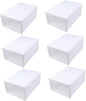 6pcs Transparent Stackable Shoes Boxes Plastic Drawer Type Shoe Storage Containers with Reinforced Design for Closet Entryway Organizers