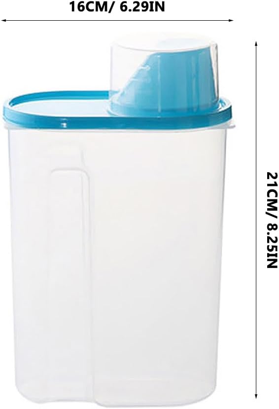 Wakauto 1.5L Airtight Food Storage Container – Plastic Clear Cereal & Rice Storage Bin Dispenser with Pour Spout & Measuring Cup, for Grains, Cereal, Rice, Beans, Kitchen Organization & Meal Prep