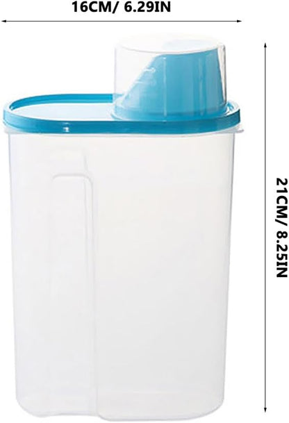 Wakauto 1.5L Airtight Food Storage Container – Plastic Clear Cereal & Rice Storage Bin Dispenser with Pour Spout & Measuring Cup, for Grains, Cereal, Rice, Beans, Kitchen Organization & Meal Prep