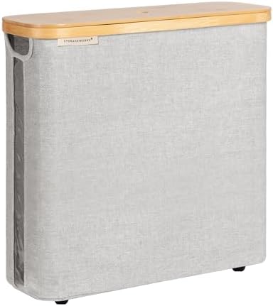 StorageWorks Toilet Paper Storage Basket with Bamboo Lid & Window by StorageWorks