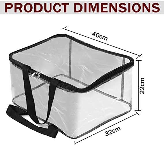 Multipurpose Transparent Storage Bag for Clothes PVC Packing Organizer For Sarees Clothes - 40x32x22 CM - 2 Pack