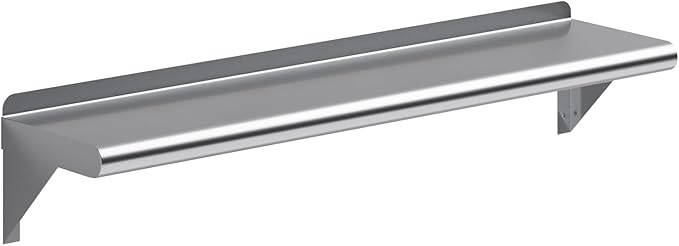 AmGood 8 in. x 36 in. Stainless Steel Wall Shelf | NSF | Metal Shelving | Garage, Laundry, Storage, Utility Room | Restaurant, Commercial Kitchen