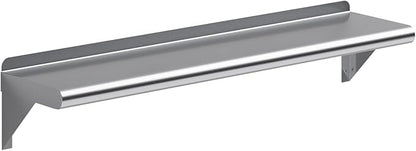 AmGood 8 in. x 36 in. Stainless Steel Wall Shelf | NSF | Metal Shelving | Garage, Laundry, Storage, Utility Room | Restaurant, Commercial Kitchen