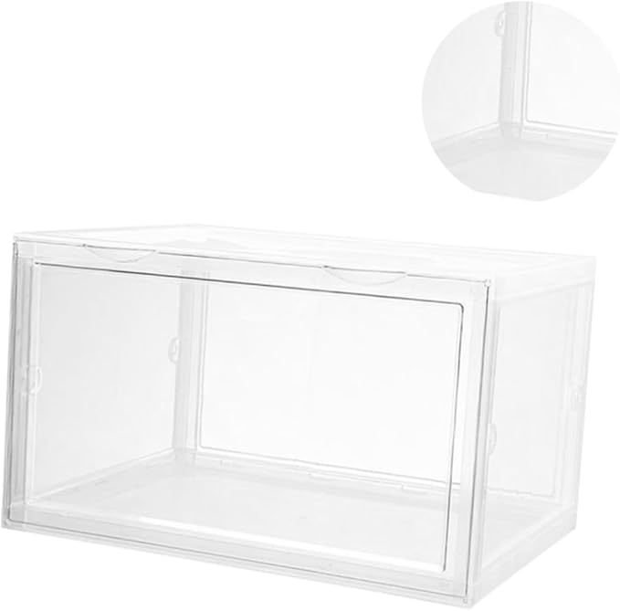 MAGICLULU Shoe Box with Magnetic Closure, Stackable Dustproof Shoe Storage Container, Plastic Organizer for Sneakers and Closet Storage