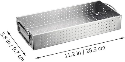 Hemoton Stainless Steel Chopsticks Holder Utensil Organizer Case with Drainage Large Capacity Rectangular Kitchen Storage Box for Cutlery and Cooking Tools