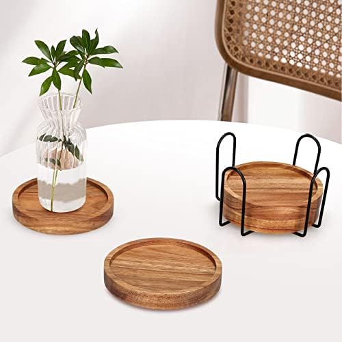Wood Coasters Set of 4 Farmhouse Outdoor Coster for Drink Patio Table Decor - Image 7