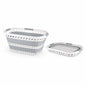 Laundry 360 Collapsible Laundry Basket 40L | Portable | Space Saver Storage | Hold 2 Loads | Store Under the Bed or Closet | Good for Kids | Dorm | Bedroom | Large | White/Grey