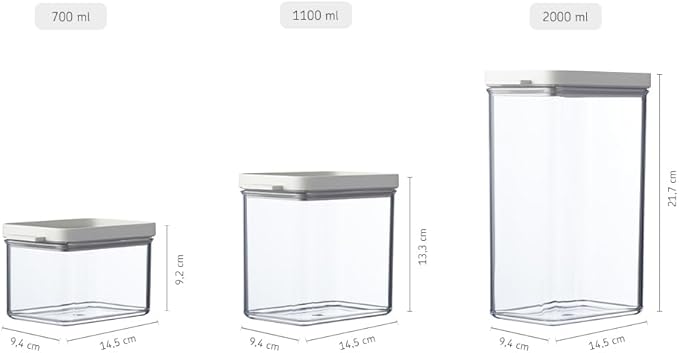 Mepal Food Storage Containers - Storage Box with Lid for Dry Foods - Kitchen Container & Organizer - Airtight Food Storage Container - Dishwasher Safe - 2000 ml - Nordic white
