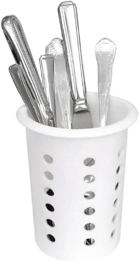 Soro Essentials- Flatware Cylinders White Color Plastic Set of 4 - Utensil Holders Silverware Utensil Drying Cylinders Home Kitchen Daily Use Utensil Drainer Silverware Organizer Caddy Restaurant