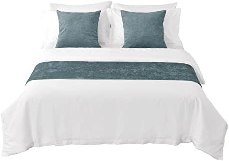 AMBERIS Bed Runner Blue, Chenille Soft No Fading Modern Bed Scarf (Pillowcases Sold Separately) - Image 6