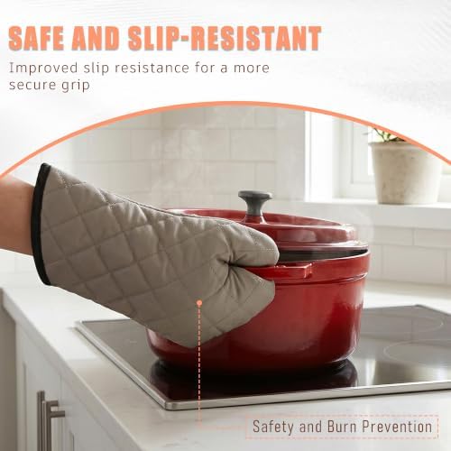 ARCLIBER 16" Quilted Terry Oven Mitts 1 Pair Heat Resistant Kitchen - Image 6