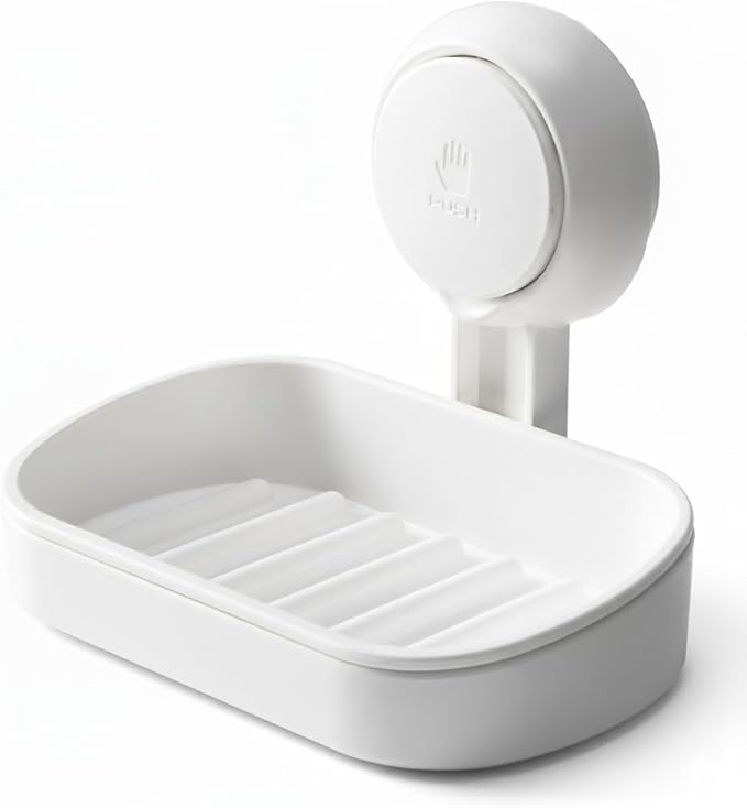 HOME&I Suction Cup Soap Dish Holder – Strong Vacuum Suction, Waterproof, Self-Draining Soap Dish for Shower, Bathroom, Kitchen Sink – No Drilling, Reusable (1 Pack)