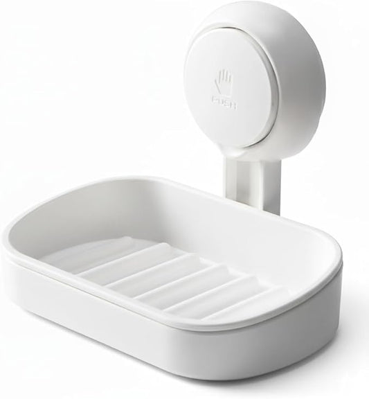 HOME&I Suction Cup Soap Dish Holder – Strong Vacuum Suction, Waterproof, Self-Draining Soap Dish for Shower, Bathroom, Kitchen Sink – No Drilling, Reusable (1 Pack)