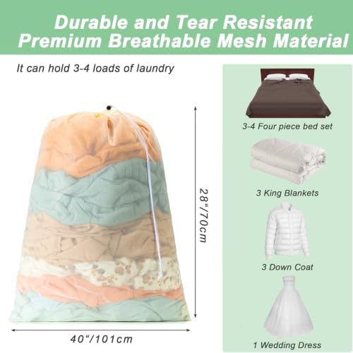 2 Pack Mesh Travel Laundry Bag 28" x 40"Extra Large Dirty Clothes Organizer - Image 2
