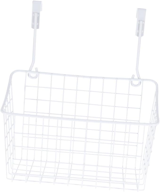 Cabilock Over Door Hanging Storage Basket Organizer White Ventilated Rust Cabinet Rack for Kitchen Bathroom Office Easy Install Required