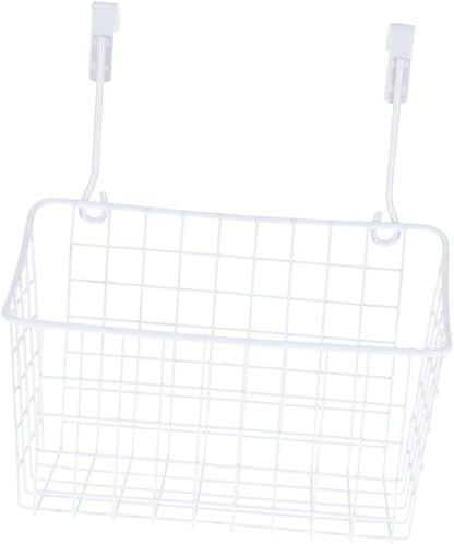Cabilock Over Door Hanging Storage Basket Organizer White Ventilated Rust Cabinet Rack for Kitchen Bathroom Office Easy Install Required