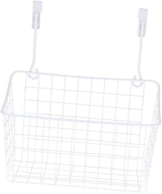 Cabilock Over Door Hanging Storage Basket Organizer White Ventilated Rust Cabinet Rack for Kitchen Bathroom Office Easy Install Required