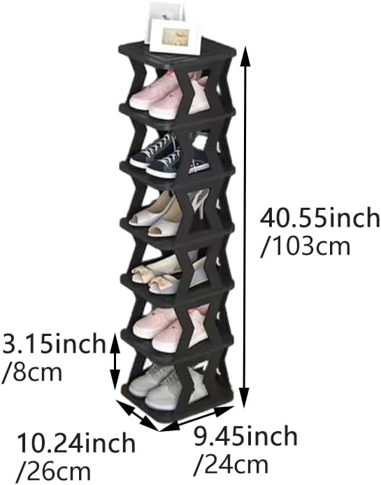 Narrow Shoe Rack for Narrow Space,Foldable Shoe Rack,Shoe Racks Storage,Shoe Rack Tall,Vertical Shoe Rack,Small Shoe Rack for Narrow Space Black,Shoe Shelf,Removable Shoe Organizer(103cm/40.55inch)