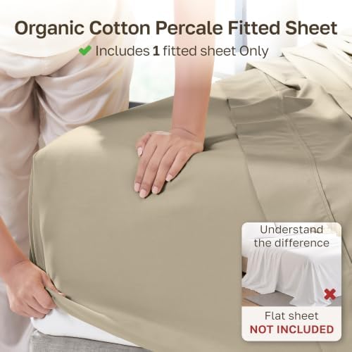 California Design Den 100% Organic Cotton King Fitted Sheets, Soft Taupe - Image 2