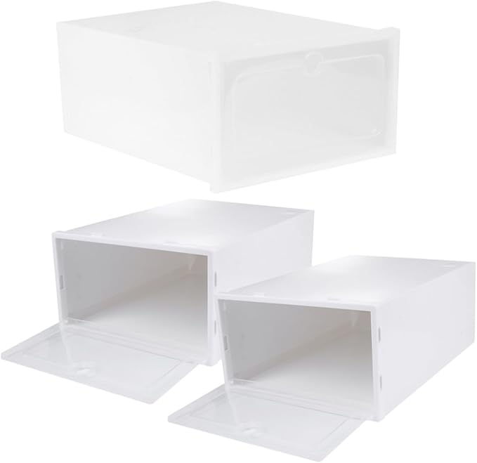 Levemolo 3pcs Thickened Plastic Shoe Box Stackable Storage Organizer for High Heels Sneakers Boots