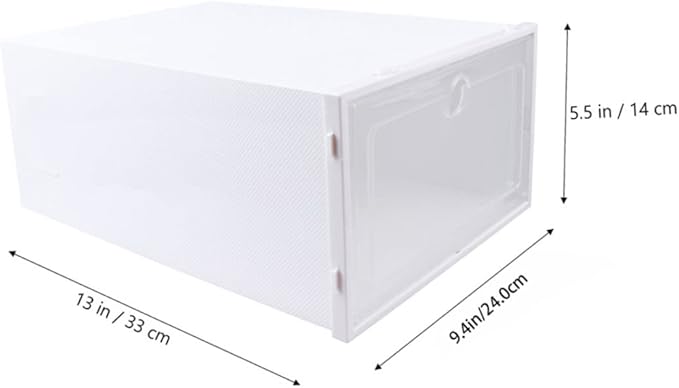 Healifty 6pcs Transparent Stackable Drawer Type Shoe Boxes with Breathable Design Easy Use Containers for Closet Entryway Under Bed Storage Men's White