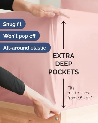 CGK Linens 2 Pack Extra Deep Full Fitted Sheets - Baby Pink - Image 2