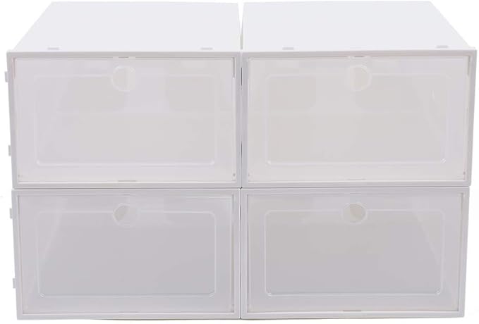 Foldable Shoe Box, 20/24Pcs Stackable Plastic Clear Shoe Storage Box,Storage Bins Shoe Container Home Organizer Rack Stack (24Pcs)