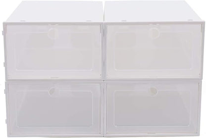 Foldable Shoe Box, 20/24Pcs Stackable Plastic Clear Shoe Storage Box,Storage Bins Shoe Container Home Organizer Rack Stack (24Pcs)