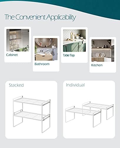 Shantton Cabinet Shelf Organizer, Pantry Shelf Rack, White 16x8.3x7.3 - Image 4