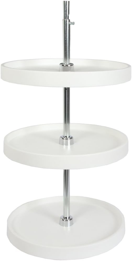Knape & Vogt PFN18S3T-W 40.25 by 18 by 18-Inch 3-Tier Round Polymer Lazy Susan Cabinet Organizer, Full,White
