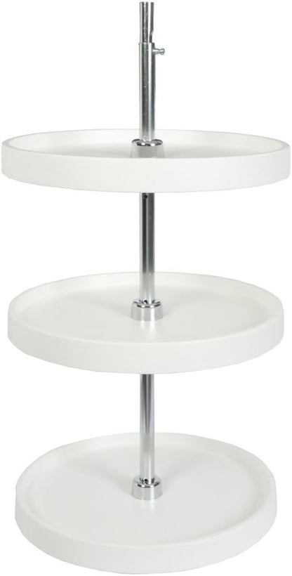 Knape & Vogt PFN18S3T-W 40.25 by 18 by 18-Inch 3-Tier Round Polymer Lazy Susan Cabinet Organizer, Full,White
