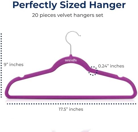 SereneLife Velvet Hangers – 20 Pack, Slim & Space Saving for Closets - Image 2