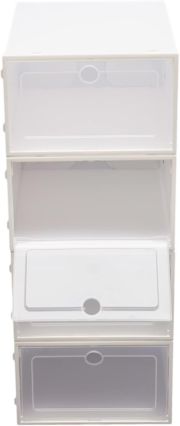 Futchoy 20/24pcs Shoe Storage Boxes 20/24pcs Shoe Box Set Foldable Storage Plastic Display Box for Magazines Books Shoes White (24)